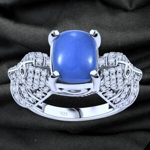 NWT RARE CERULEITE & MULTI-GEMSTONE  SEAHORSE PLATINUM OVER STERLING RING SZ 7.0